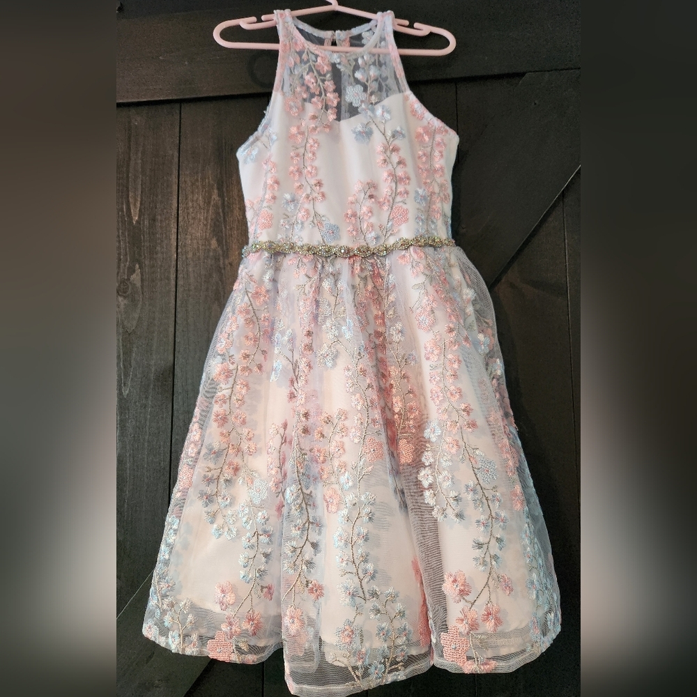 Rare Editions Floral Embroidered Kids Dress